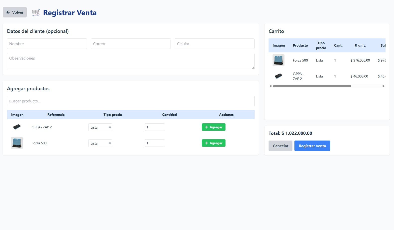 Sistema de inventario y ventas