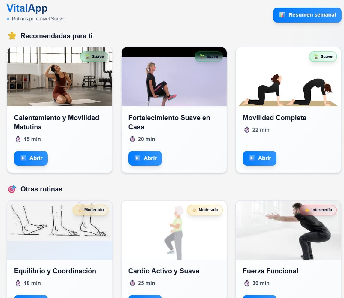 VitalApp - plataforma de ejercicios para adultos mayores